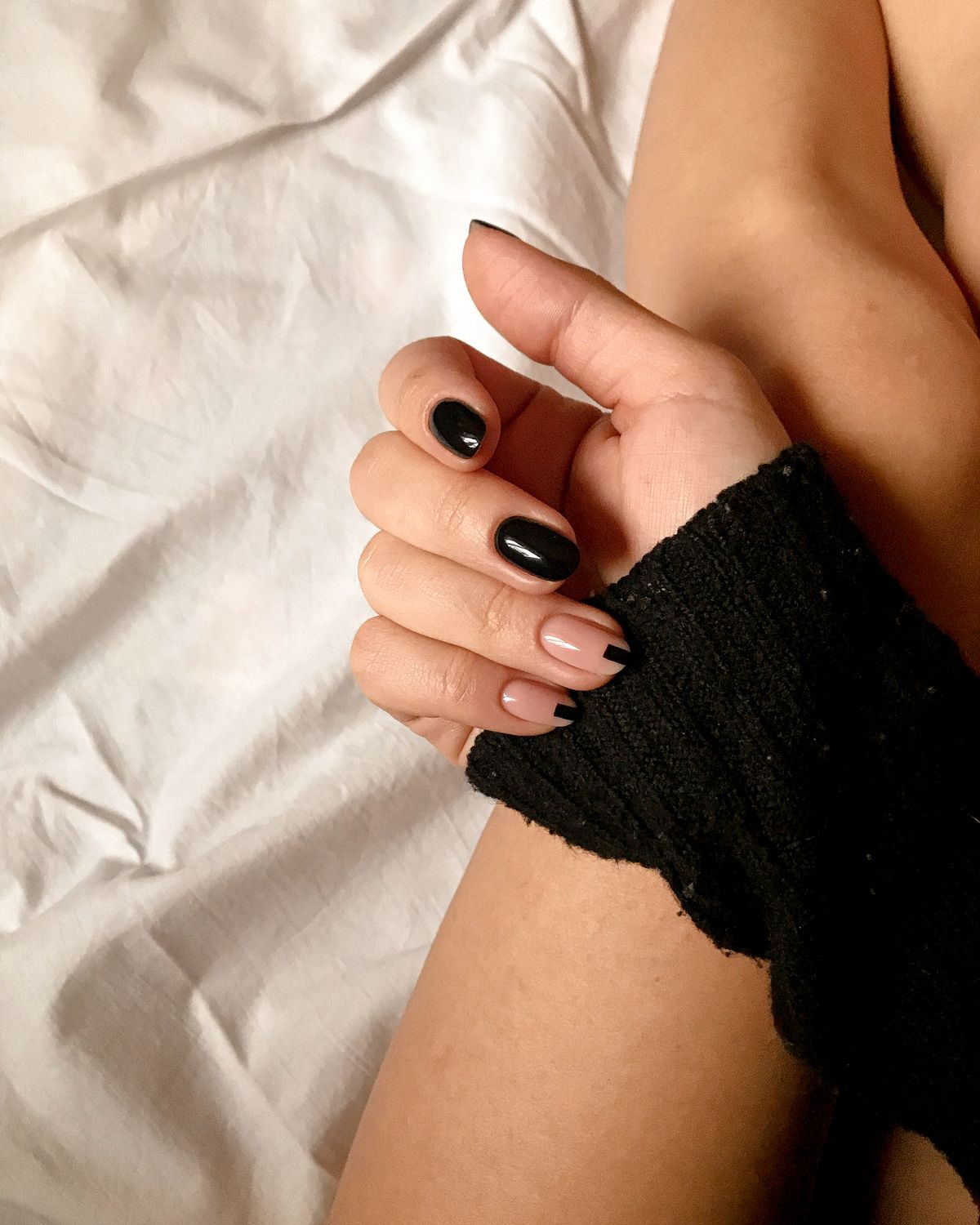 Black Sugar — Black & Grey Square Press-On Nails