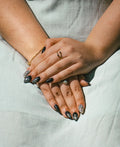 Rose Orbit — Pink & Black Coffin Press-On Nails